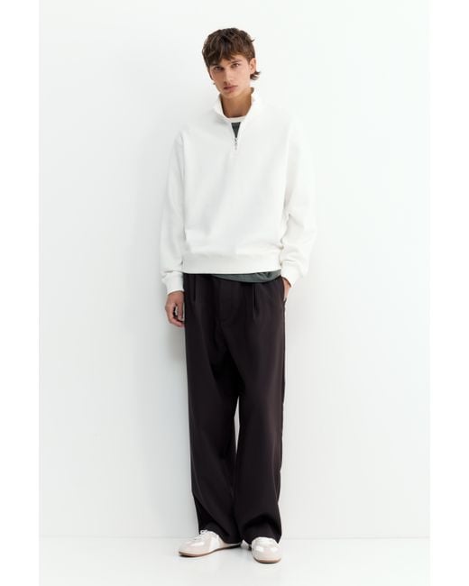 Pull&Bear White Quarter-Zip Sweatshirt for men