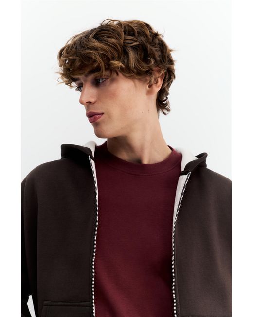 Pull&Bear Black Graphic Zip-Up Hoodie for men