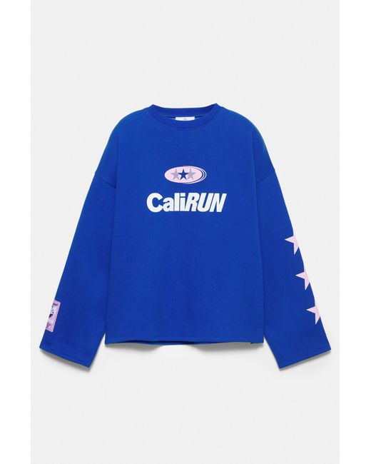 Pull&Bear Blauwe Sweater Met Sterren in het Blue