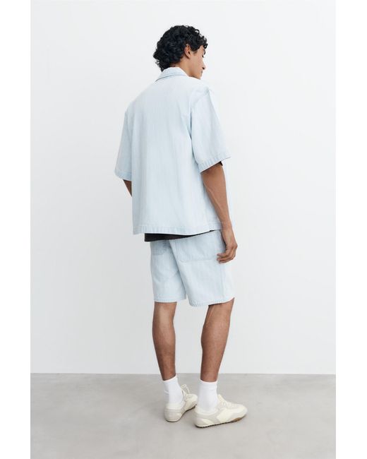Pull&Bear Multicolor Standard Jacquard Denim Bermuda Shorts for men