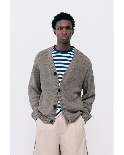 Pull&Bear Gray Rustic Cardigan for men
