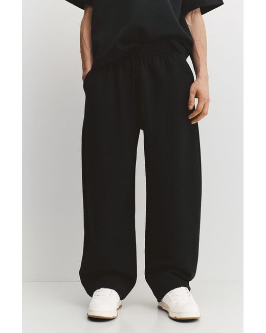 Pull&Bear Black Balloon Interlock Tracksuit Trousers for men