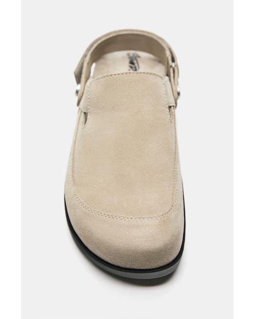 Pull&Bear White Stwd Leather Strap Clogs for men
