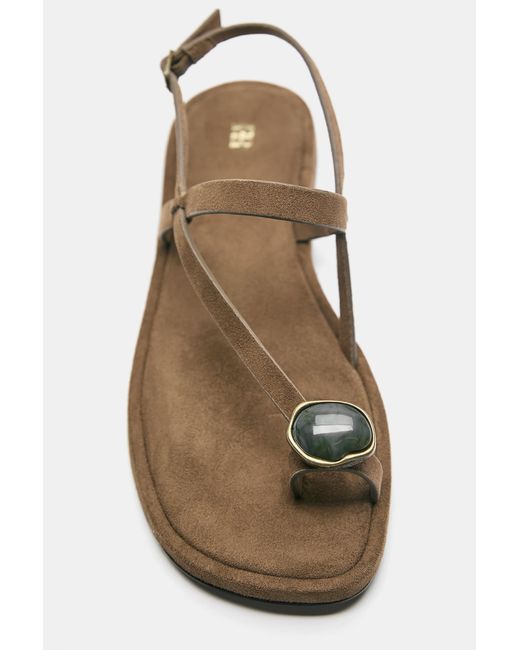 Pull&Bear Green Flat Embellished Sandals