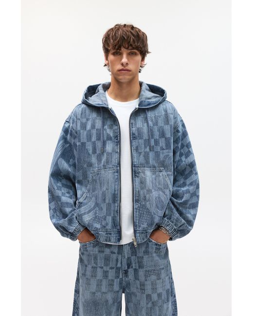 Pull&Bear Blue Bráulio Amado Jacquard Denim Jacket for men