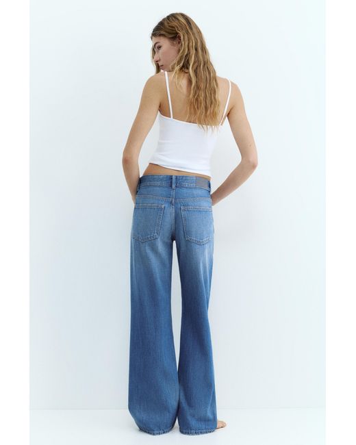 Pull&Bear Blue Low-Rise Straight-Leg Jeans