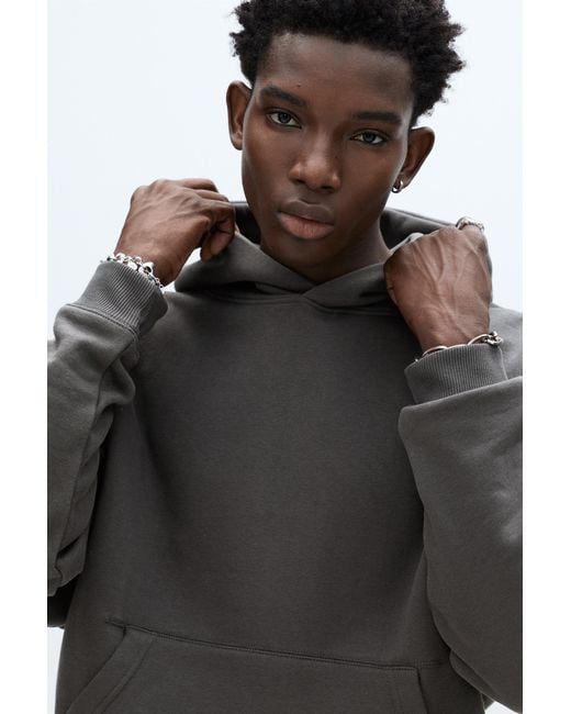 Pull&Bear Black Boxy Hoodie for men