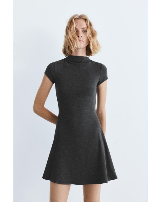 Pull&Bear Black Short Mock Neck Dress