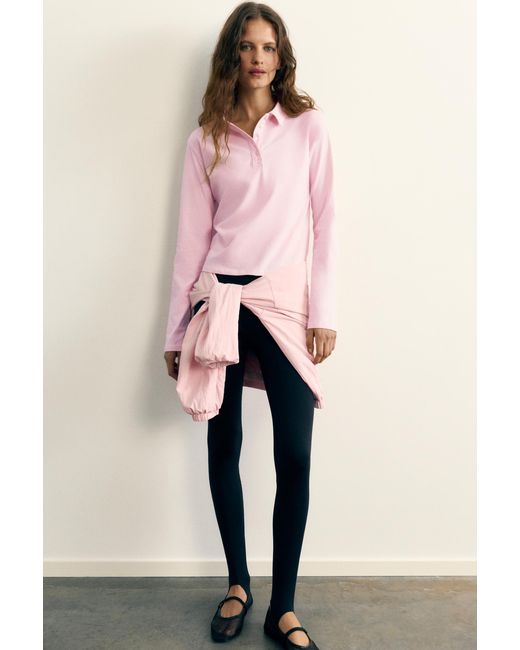 Polo Manches Longues Pull&Bear en coloris Pink