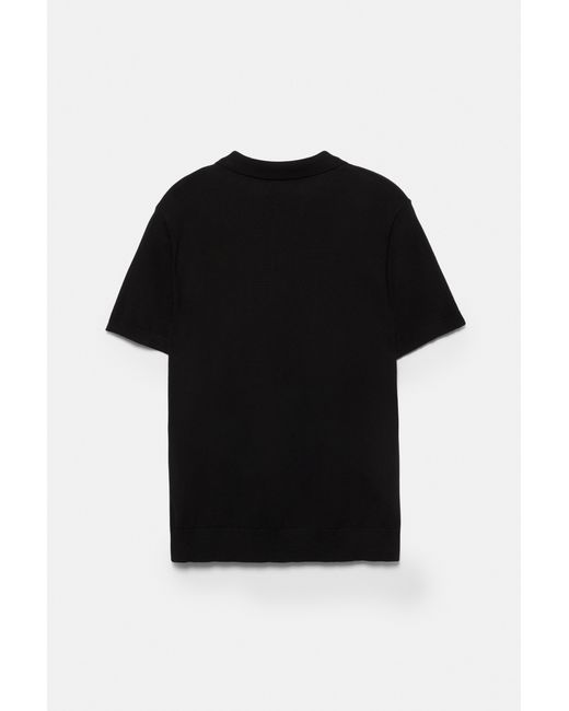 Pull&Bear Black Short Sleeve Knit Polo Shirt for men