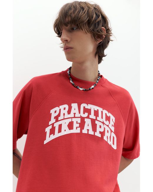 Pull&Bear Red Stwd Graphic Raglan T-Shirt for men