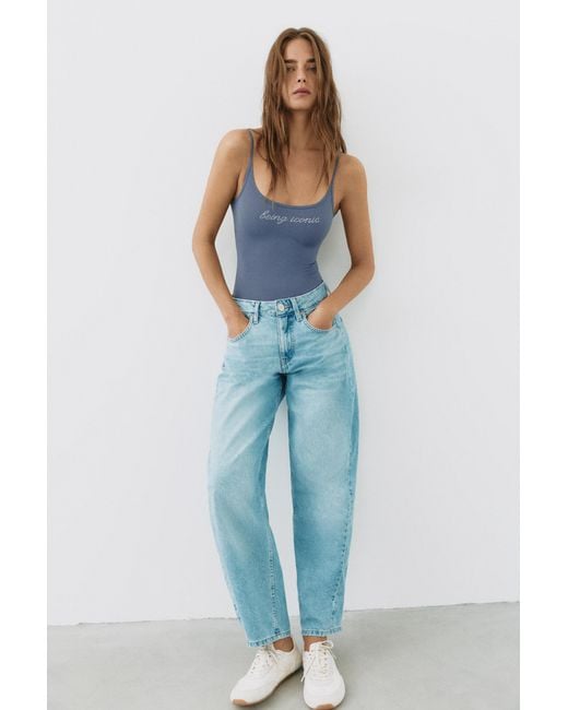Pull&Bear Body Met Stras in het Blue