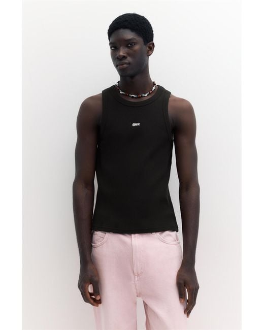 Pull&Bear Black Stwd Waffle-Knit Vest for men