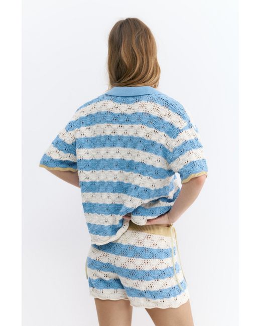 Polo Crochet Rayures Pull&Bear en coloris Blue