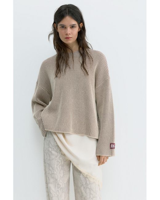 Maglia A Costine Con Filo A Contrasto di Pull&Bear in Gray