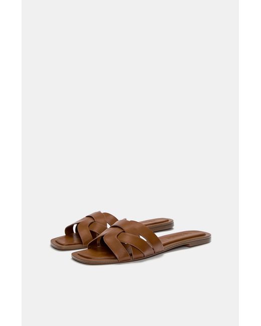 Pull&Bear Natural Flat Strap Sandals
