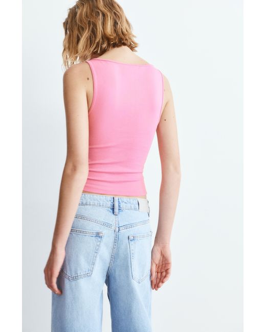 Pull&Bear Pink Boat Neck Tank Top