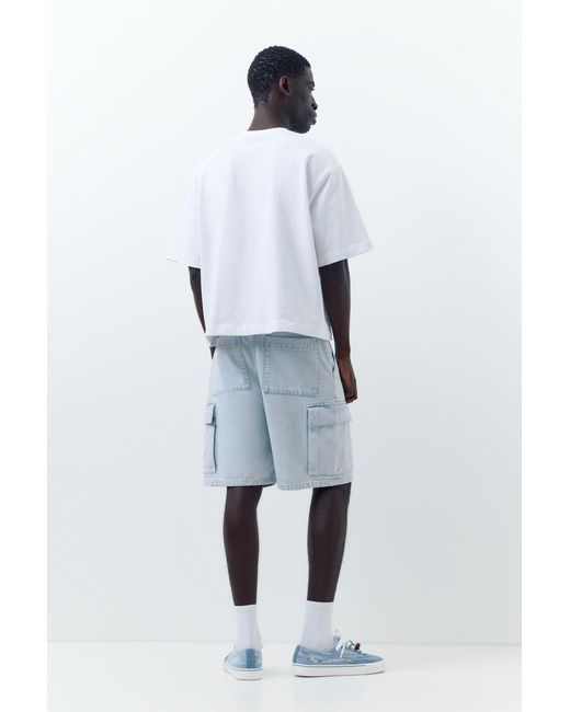Pull&Bear Baggy Cargobermuda in het White voor heren