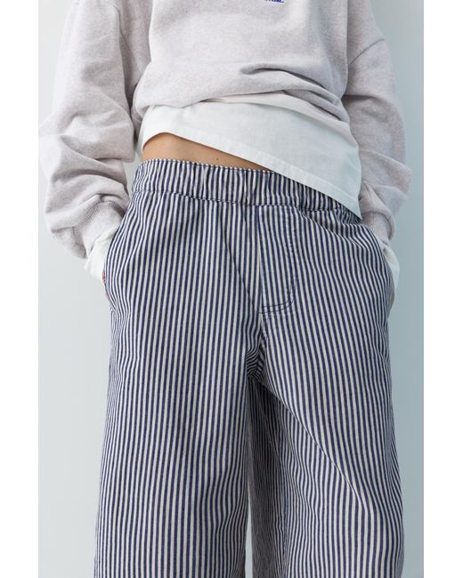 Pull&Bear Gray Striped Barrel Trousers