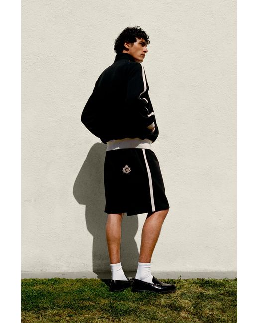 Pull&Bear Black Paneled Bermuda Shorts for men