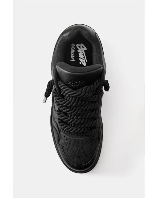 Pull&Bear Black Stwd Lace-Up Trainers for men