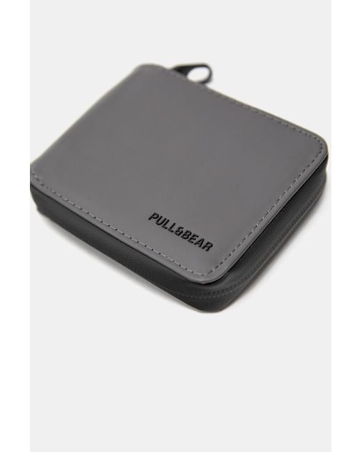 Pull&Bear Gray Rubberised Wallet for men