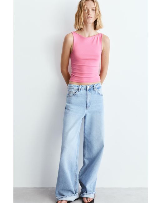Pull&Bear Pink Boat Neck Tank Top