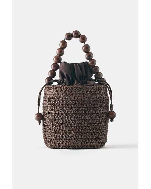Pull&Bear Brown Bead Bucket Handbag