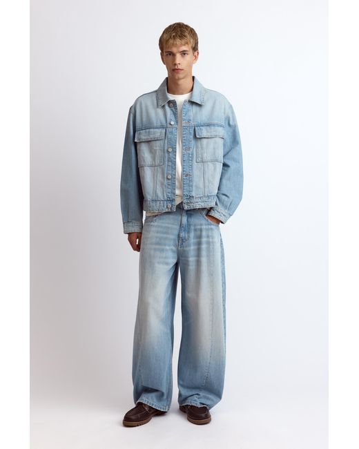 Pull&Bear Blue Trucker Denim Jacket for men