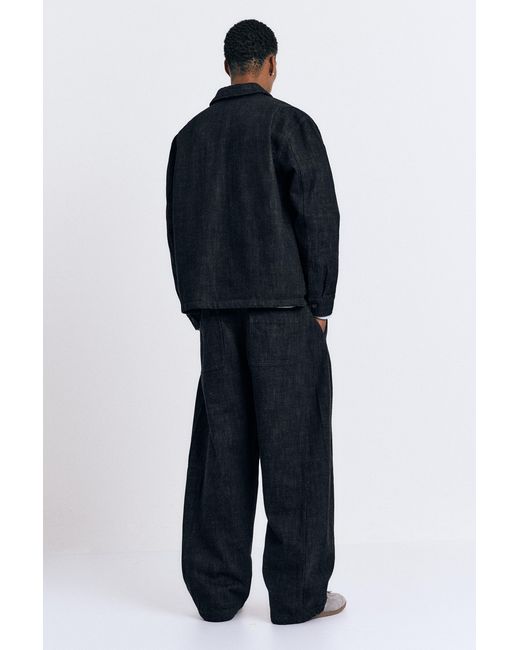 Pull&Bear Black Denim Pocket Overshirt for men