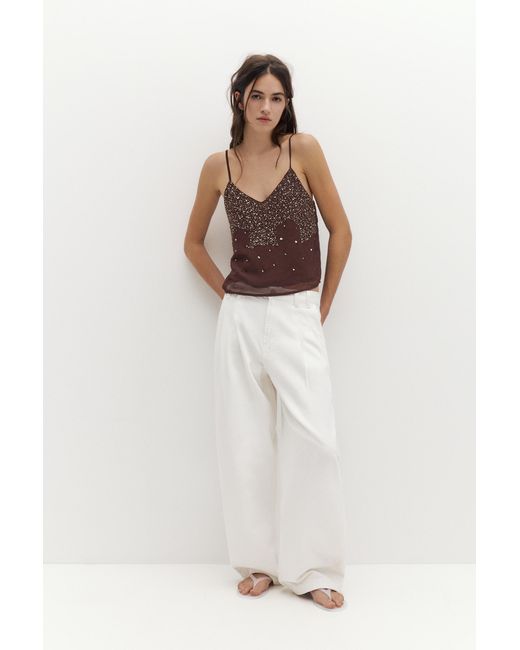 Top Con Paillettes di Pull&Bear in White