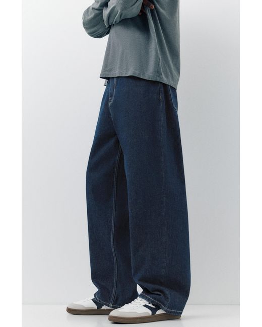 Pull&Bear Blue Relaxed Fit Baggy Jeans for men