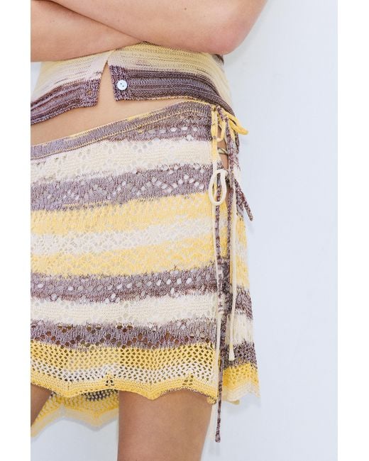 Pull&Bear Gray Space Dye Cutwork Mini Skirt