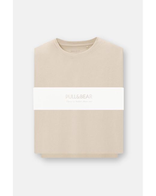 Pull&Bear Pack Joggingbermuda En T-Shirt in het Natural voor heren
