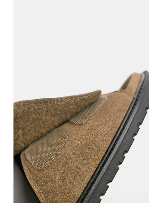 Pull&Bear Brown Flat Leather Sandals for men