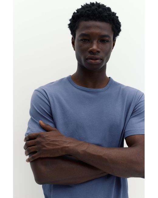 Pull&Bear Blue Slim Fit Basic T-Shirt for men