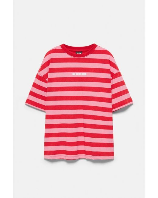 Pull&Bear Red Striped Stwd T-Shirt for men