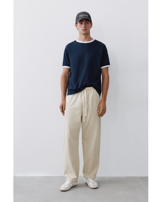 Pull&Bear White Baggy Jogger Pants for men