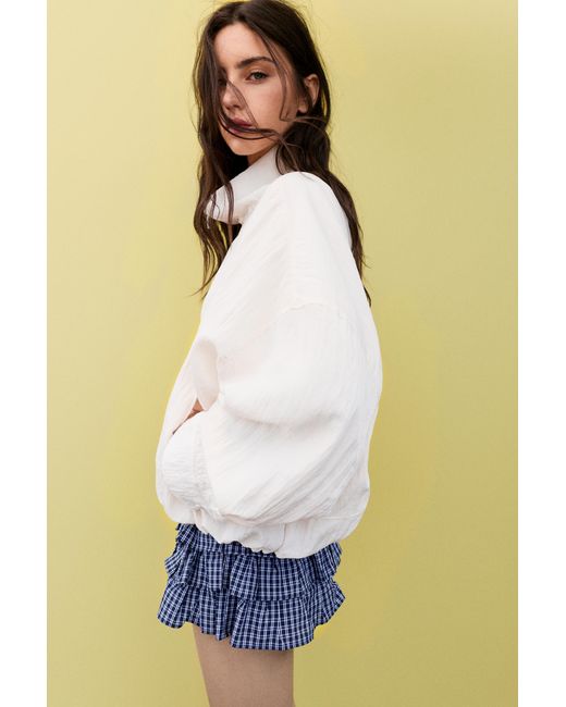 Pull&Bear White Balloon Jacket With A High Neck