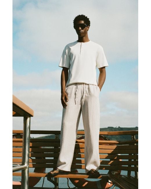 Pull&Bear Multicolor 100% Linen Jogger Trousers for men