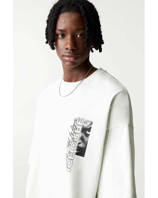 Pull&Bear White T-Shirt With Ice Cube Graphic for men