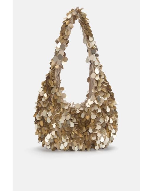 Pull&Bear Metallic Beaded Shoulder Bag