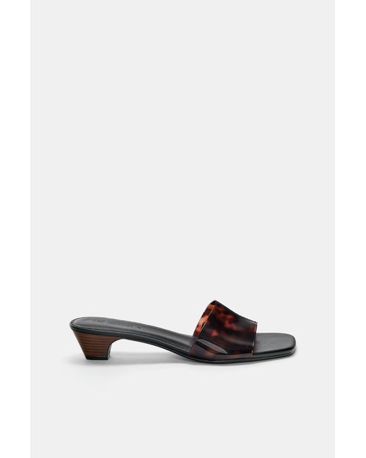 Pull&Bear Blue Vinyl Mule Heeled Sandals