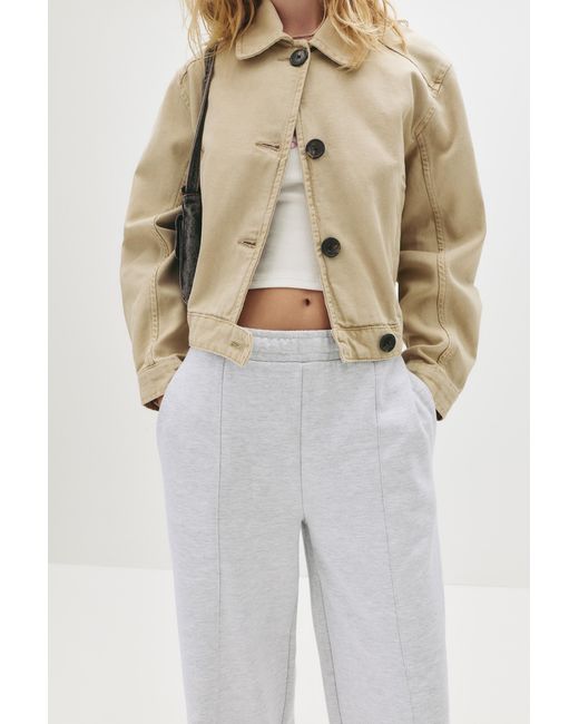 Pull&Bear White Wide-Leg Seam Detail Sweatpants