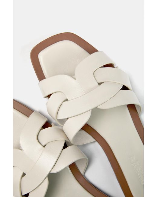 Pull&Bear White Flat Strap Sandals