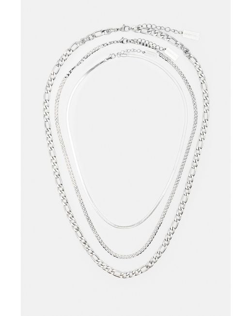 Pull&Bear Gray 3-Pack Of Chain Necklaces for men