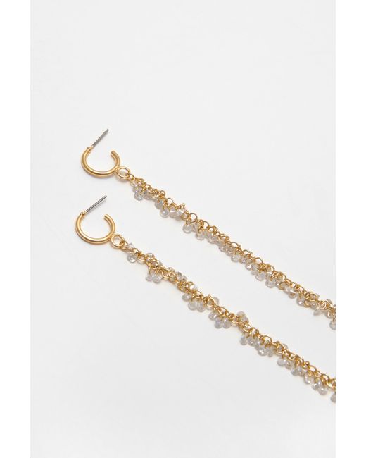 Pull&Bear White Long Rhinestone Earrings