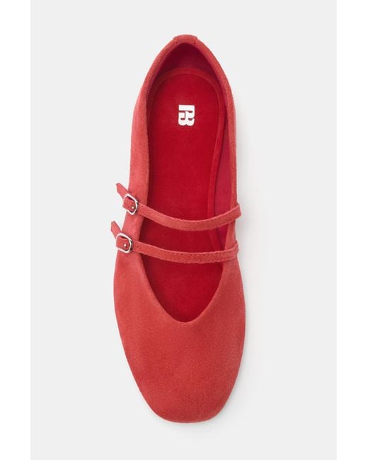Pull&Bear Red Leather Strap Ballerinas
