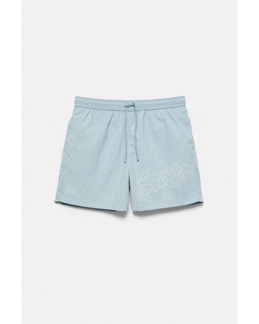 Pull&Bear Black Stwd Swim Shorts for men