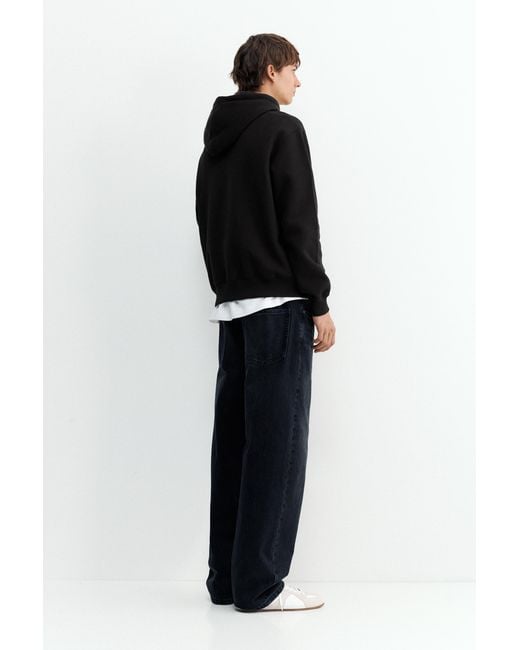 Pull&Bear Black Basic Hooded Sweatshirt for men